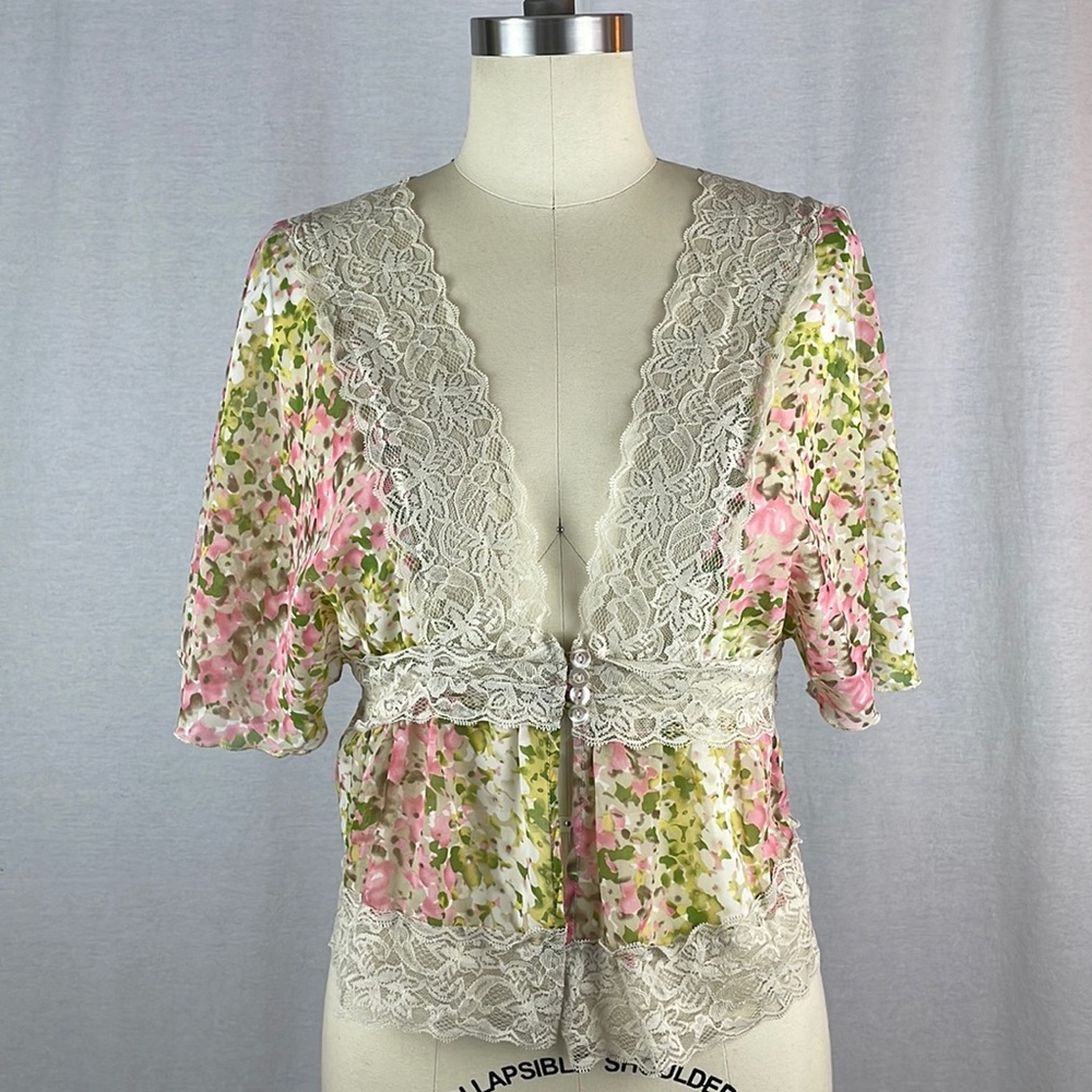 Y2K Floral Lace Babydoll Blouse